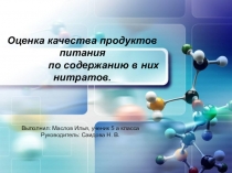 Презентация по экологии на тему Оценка качества продуктов питания по содержанию в них нитратов 5 класс