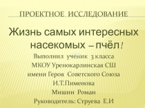 Презентация исследовательская работа Жизнь самых интересных насекомых - пчел!