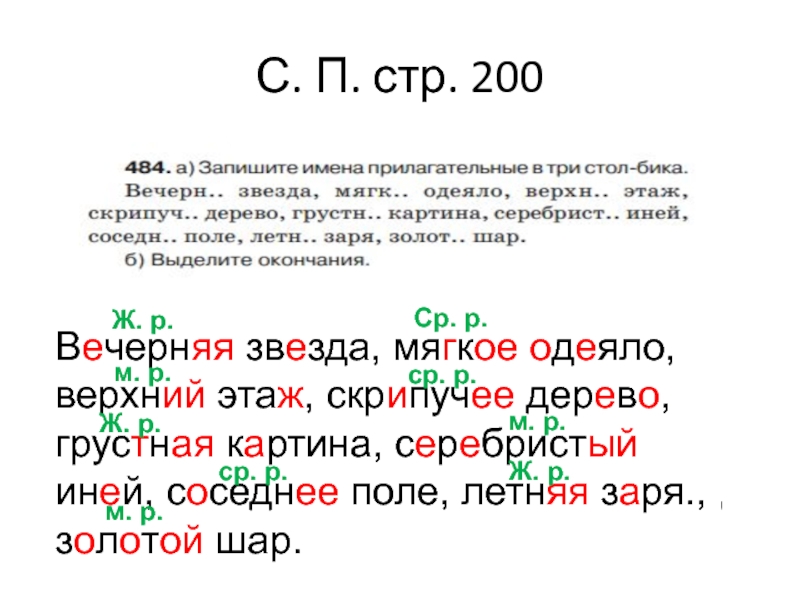 Стр п. Вечерняя звезда мягкое одеяло верхний этаж скрипучее дерево. Вечерняя звезда мягкое одеяло верхний. Запиши имена прилагательные в 3 столбика вечерняя звезда. Скрипуч часть речи.