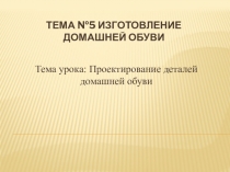 Презентация к уроку производственного обучения Проектирование деталей домашней обуви