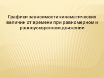 Презентация: Графики зависимости кинематических величин от времени при равномерном и равноускоренном движении