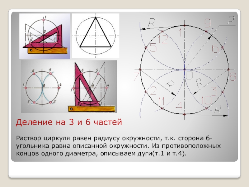 Презентация по черчению деление окружности на равные части