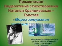 Презентация Видеочтение стихотворения Наталья Крандиевская – Толстая Мороз затуманил широкие окна...