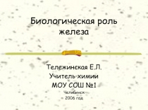 2006 год. Презентация: Биологическая роль железа