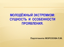 МОЛОДЁЖНЫЙ ЭКСТРЕМИЗМ: СУЩНОСТЬ И ОСОБЕННОСТИ ПРОЯВЛЕНИЯ.