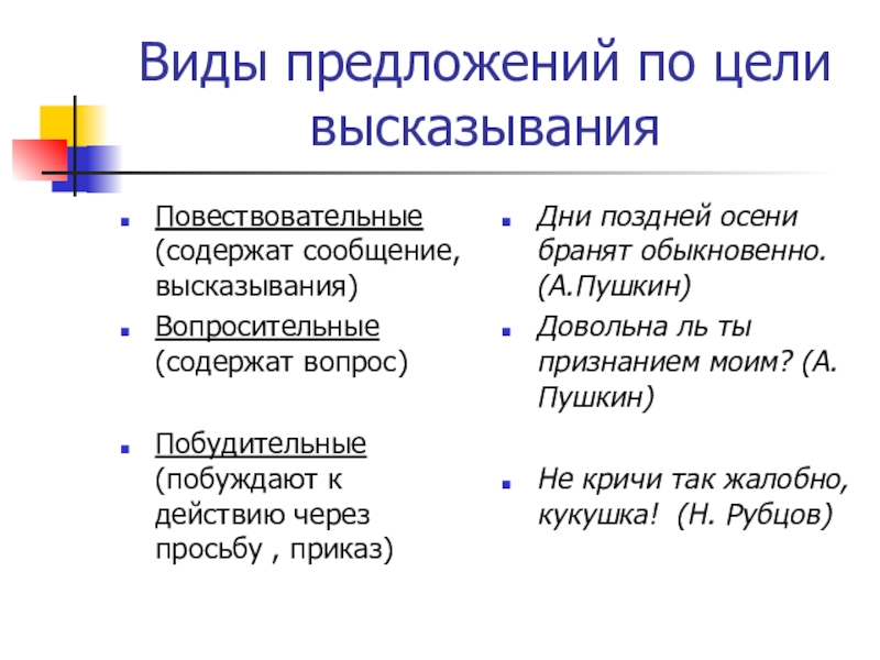 Презентация повествовательное предложение