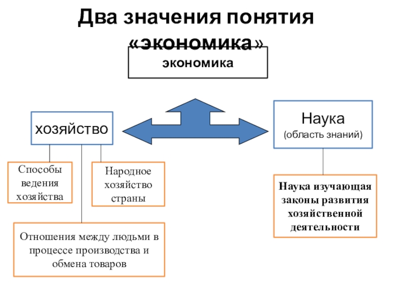 Существует несколько значений понятия экономика как хозяйство