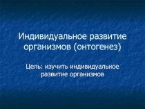 Презентация Индивидуальное развитие организмов (онтогенез).