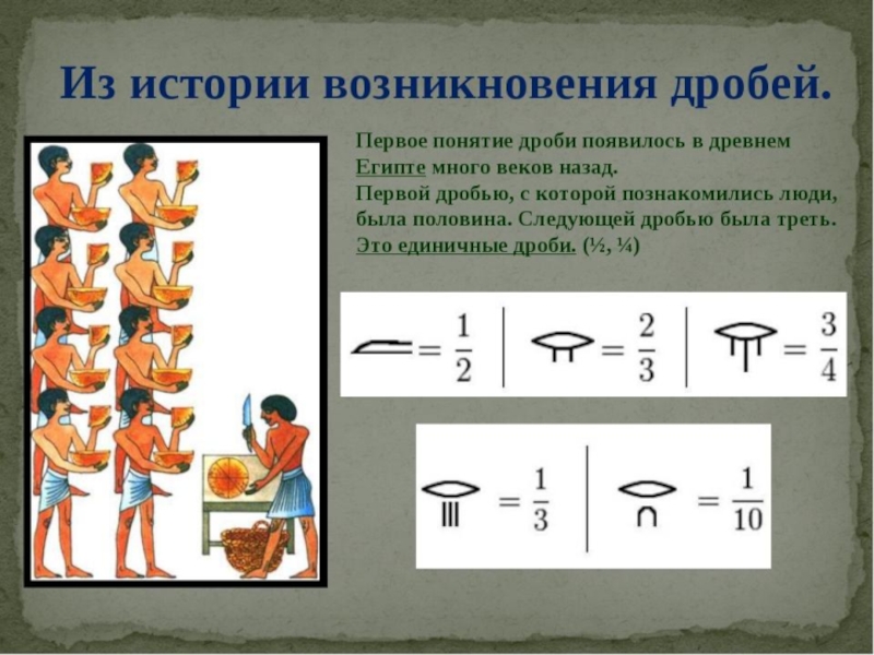 Презентация на тему история возникновения обыкновенных дробей