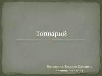 Презентация по технологии на тему Топиарий