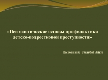 Психологические основы профилактики детско-подростковой преступности