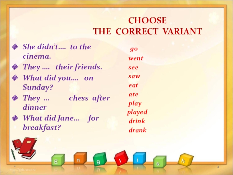 Choose the correct variant. Choose the correct variant she a College student.