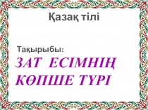 Зат есімнің көпше түрі