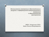 Использование электронных образовательных ресурсов и информационно-коммуникационных технологий в образовательном пространстве