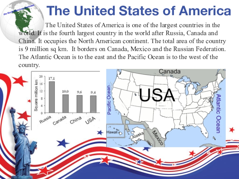 Тема сша 9 класса. Юнайтед Стейтс оф Америка. The United States of America is. The USA или USA. The United States of America текст.