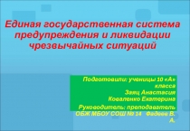 Тест. Единая государственная система по предупреждению и ликвидации чрезвычайных ситуаций.