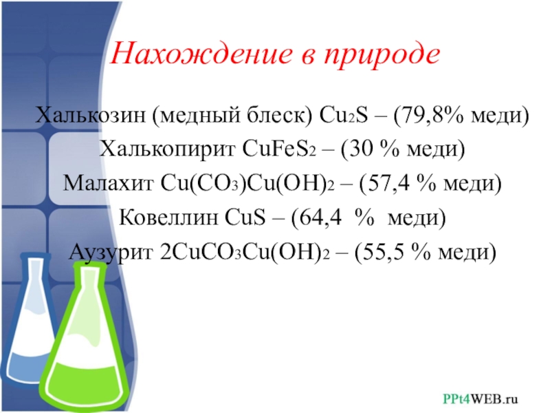 Cu s. Способы получения меди. Способы получения металла медь. Важнейшие природные соединения меди. Халькопирит получение меди.