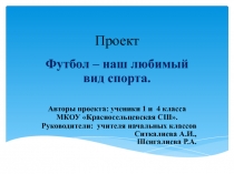 Презентация проекта Наш любимый вид спорта - футбол