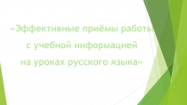 Презентация Эффективные приемы работы с информацией на уроках русского языка