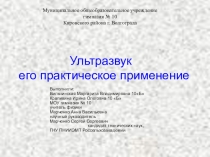 Презентация проекта учащихся по теме Ультразвук и его практическое применение