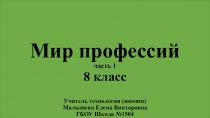 Презентация Мир профессий часть 1 для 8 класса