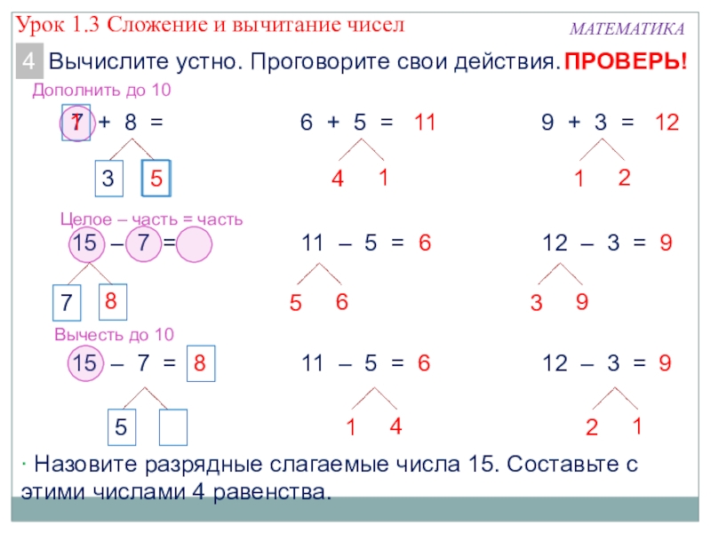 Вычитание вида 15 презентация