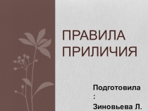 Презентация к открытому занятию Правила приличия