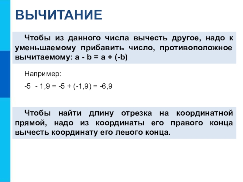 Число противоположное вычитаемому