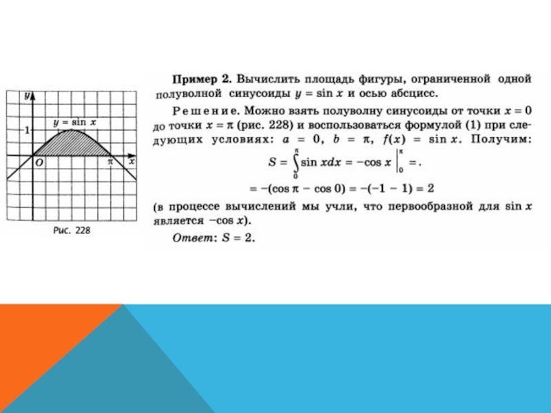 Найдите площадь фигуры ограниченной осью абсцисс. Площадь фигуры ограниченной синусоидой. Площадь одной арки синусоиды. Вычислить площадь фигуры ограниченной синусоидой. Площадь синусоиды через интеграл.