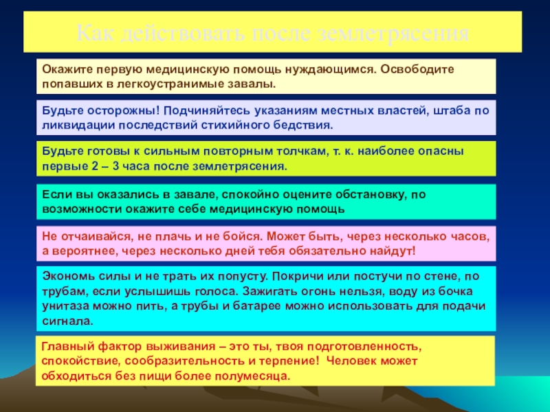 Первая помощь при землетрясении презентация