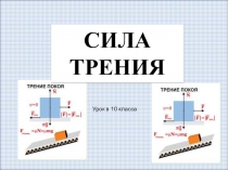 Презентация по физике на тему Сила трения (10 класс)