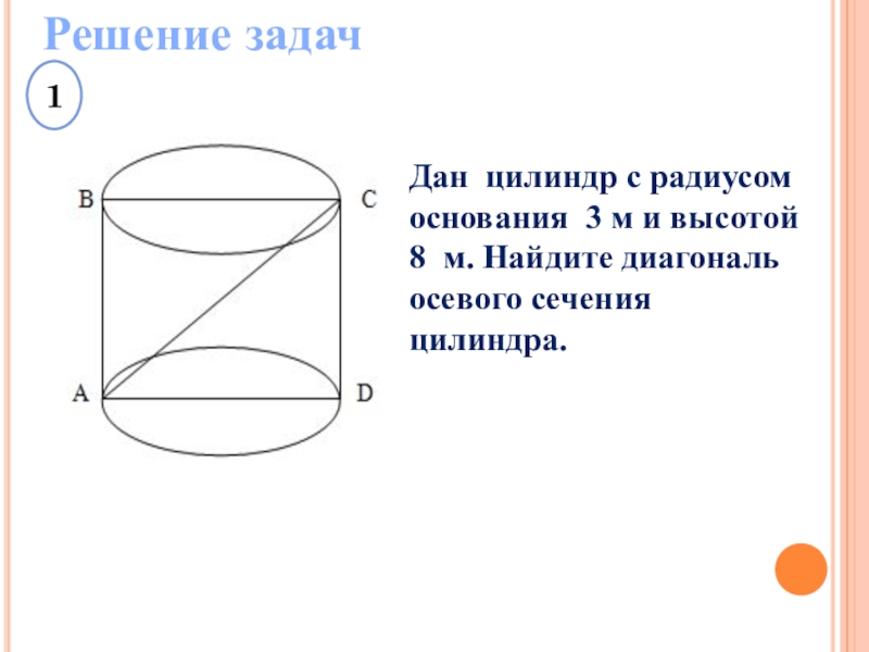 Высота цилиндра 8. Диагональ осевого сечения. Диагональ осевого сечения цилиндра. Найдите диагональ осевого сечения цилиндра. Как найти диагональ осевого сечения цилиндра.