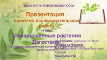 Презентация - проектно-исследовательская работа на тему: Лекарственные растения Дагестана (на примере дикорастущих растений в окрестностях села Верхнее Инхо)