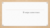 Урок, Презентация В мире животных