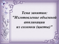 Тема занятия: Изготовление объемной аппликации из соломки (цветы)