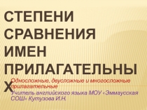 Презентация по английскому языку Степени сравнения имен прилагательных