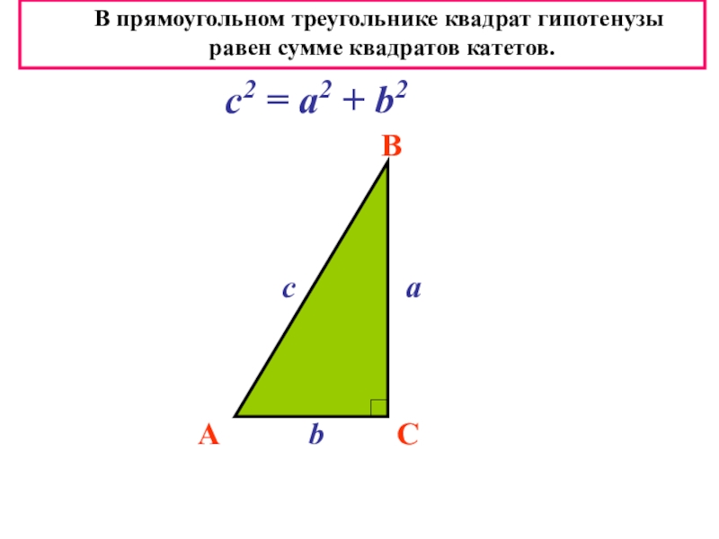 Гипотенузу прямоугольного треугольника по данным