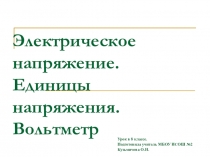 Презентация по физике на тему:  Напряжение.Единицы напряжения. Вольтметр (8 класс)