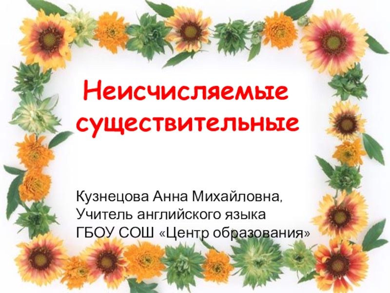 Презентация по английскому языку на тему Исчисляемые и неисчисляемые существительные