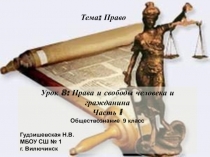 Презентация по обществознанию Права и свободы человека и гражданина часть 1.