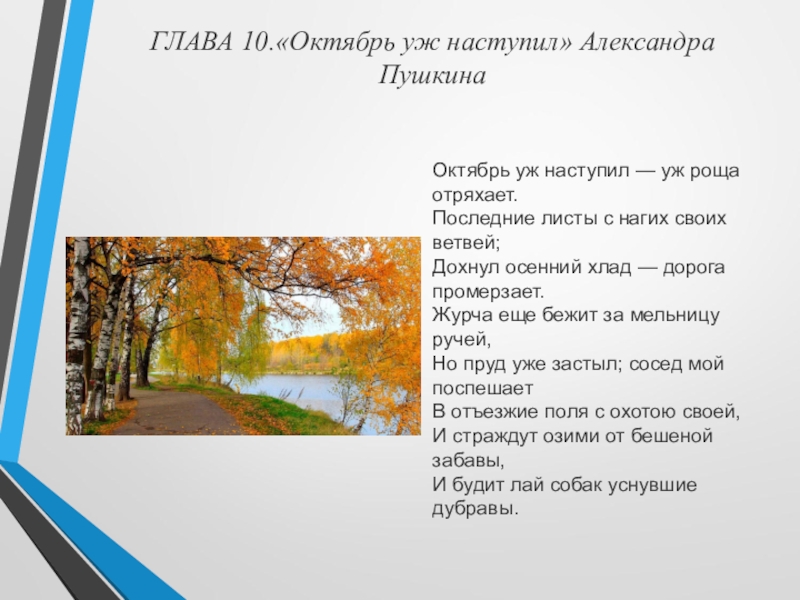 Октября сообщений. Стихотворение про октябрь уж наступил, уж роща отряхает с Пушкина. Стих Пушкина про октябрь. Октябрь уж наступил уж роща отряхает последние листы с нагих. Октябрь Пушкин стихотворение.