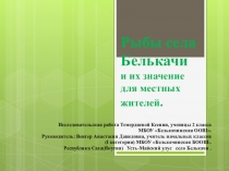 Рыбы села Белькачи и их значение для местных жителей. Исследовательская работа Темердяевой Ксении, ученицы 2 класса МБОУ Белькачинская ООШ.