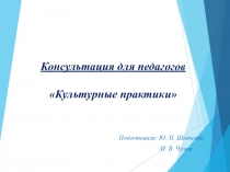 Презентация Консультация для педагогов Культурные практики