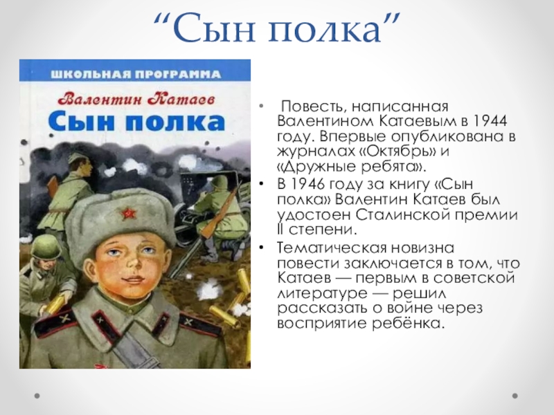Катаев сын полка краткое содержание для читательского