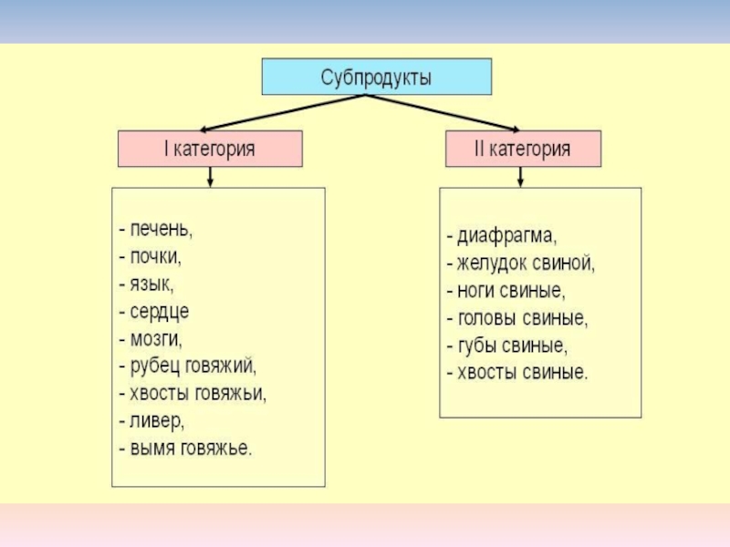 Типы субпродуктов. Субпродукты 1 категории и 2 категории. Классификация субпродуктов. Обработка субпродуктов 1 категории. Деление субпродуктов на категории.