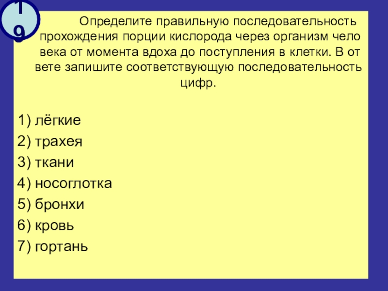 Расположите в определенном порядке. Последовательность прохождения кислорода через организм человека. Прохождения порции кислорода через организм человека. Последовательность прохождения порции кислорода. Определите правильную последовательность.