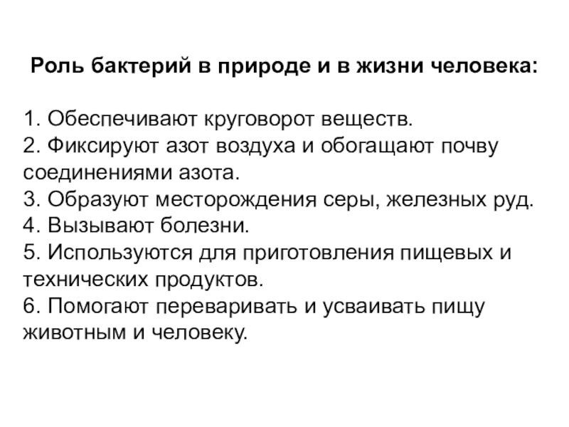 Презентация на тему роль бактерий в природе и жизни человека