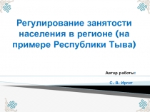 Регулирование занятости населения в регионе (на примере Республики Тыва)