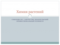 Презентация по химии и ОПД специальности Лесное хозяйство на тему Химия растений