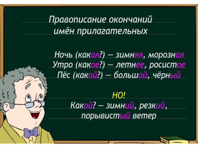 Презентация правописание родовых окончаний имен прилагательных 3 класс